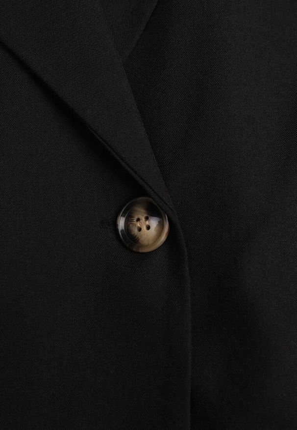 Renee - Czarna Dwurzędowa Kamizelka Oversize o Garniturowym Kroju Edoriela. Kolor: czarny. Materiał: koronka, poliester