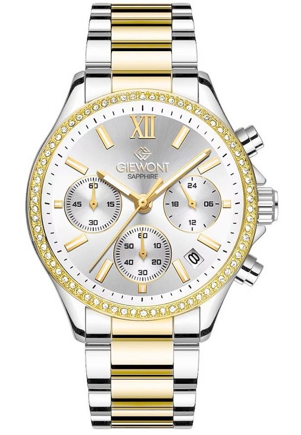 Zegarek Giewont Zegarek Damski Giewont Sapphire Srebrno Złoty GW3670-B4. Kolor: srebrny, złoty, wielokolorowy
