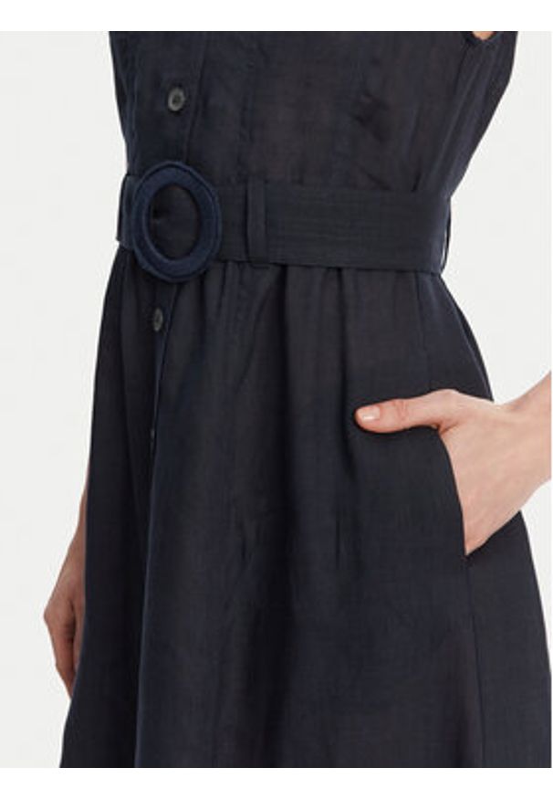 Marella Sukienka letnia Picchio 2513221064 Granatowy Regular Fit. Kolor: niebieski. Materiał: len. Sezon: lato