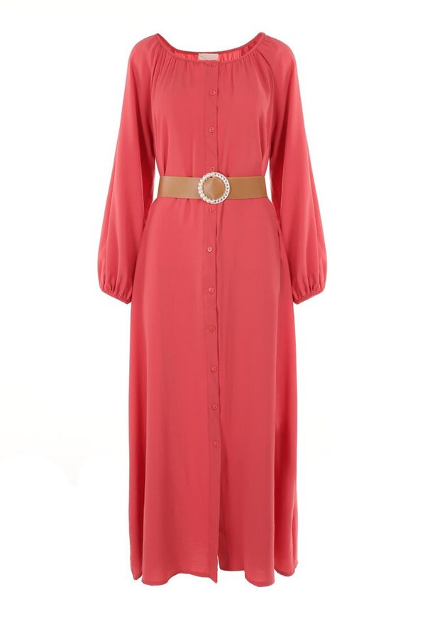 Born2be - Czerwona Sukienka Dorothoe. Okazja: na co dzień. Kolor: czerwony. Materiał: tkanina. Wzór: jednolity, gładki. Styl: casual, klasyczny, elegancki. Długość: maxi