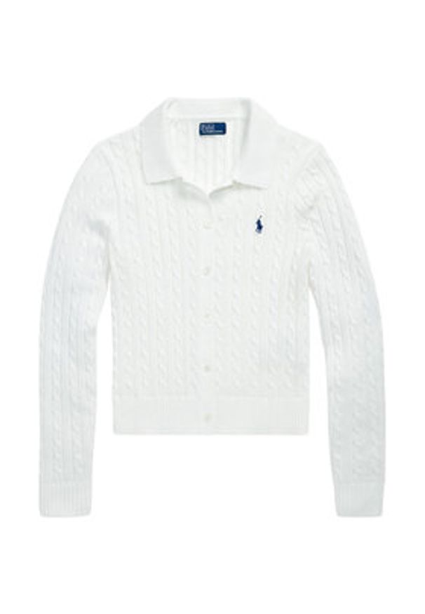 Polo Ralph Lauren Kardigan 211971881001 Biały Slim Fit. Typ kołnierza: polo. Kolor: biały. Materiał: bawełna