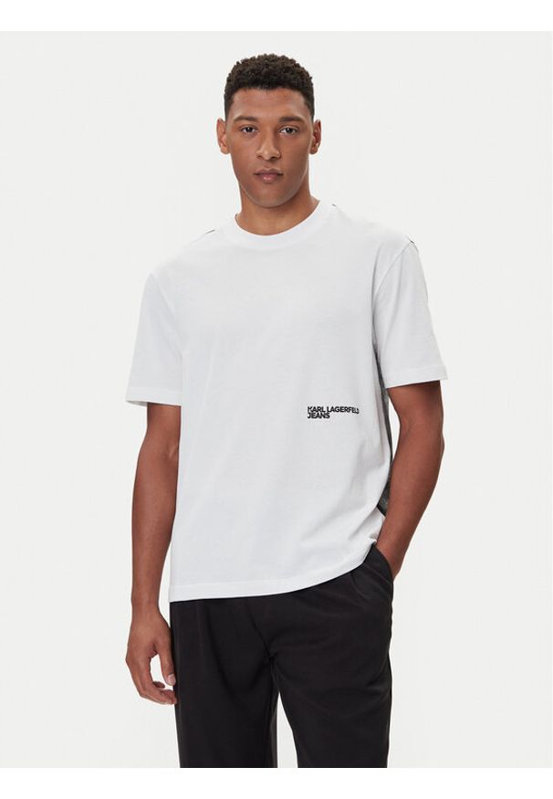 Karl Lagerfeld Jeans T-Shirt A4M17030 Biały Relaxed Fit. Kolor: biały. Materiał: bawełna