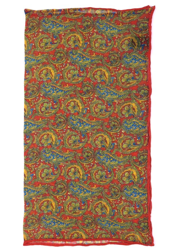 Modini - Czerwona poszetka 100% modal - wzór paisley E93. Kolor: czerwony. Materiał: włókno. Wzór: paisley