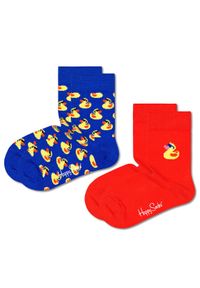 Happy-Socks - Happy Socks Zestaw 2 par wysokich skarpet dziecięcych KRDU02-0200 Kolorowy. Materiał: materiał, bawełna. Wzór: kolorowy
