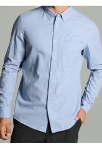 Sinsay - Bawełniana koszula slim fit - błękitny. Kolor: niebieski. Materiał: bawełna
