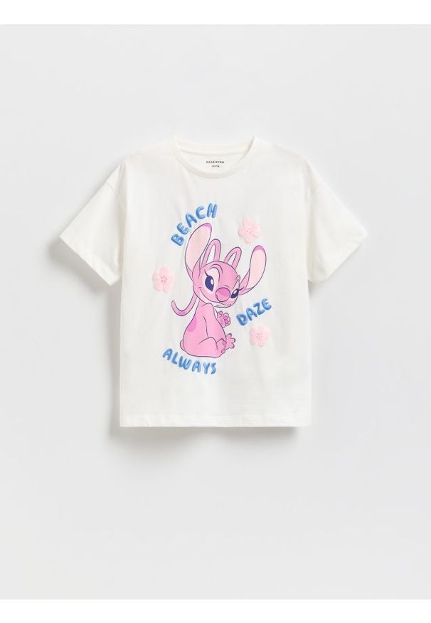 Reserved - T-shirt Lilo i Stitch - złamana biel. Materiał: bawełna