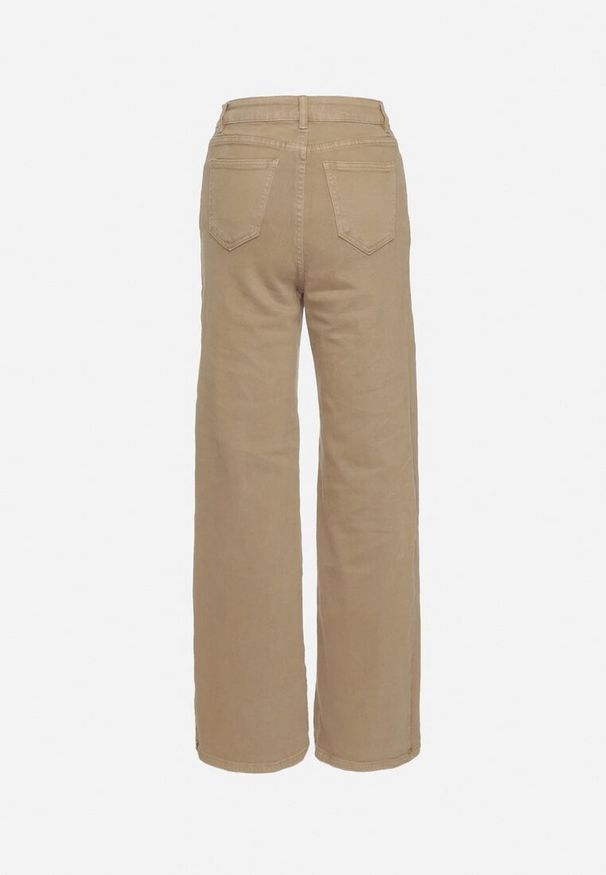 Born2be - Ciemnobeżowe Jeansy Szerokie Murisana. Okazja: na co dzień. Kolor: beżowy. Styl: casual, elegancki