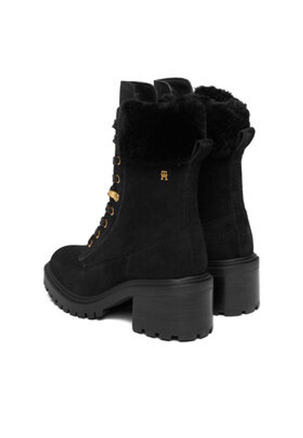 TOMMY HILFIGER - Tommy Hilfiger Trzewiki Th Shearling Lace Up Boot FW0FW08999 Czarny. Kolor: czarny. Materiał: skóra