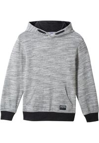 bonprix - Bluza z kapturem z miękkiej mieszanki bawełny. Okazja: na uczelnię. Typ kołnierza: kaptur. Kolor: szary. Materiał: bawełna. Wzór: melanż. Styl: sportowy #1