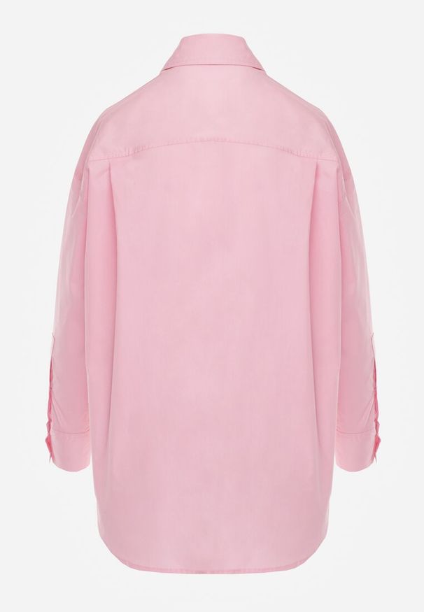 Renee - Jasnoróżowa Koszula Bawełniana Aquida. Kolor: różowy. Materiał: bawełna. Długość rękawa: długi rękaw. Długość: długie