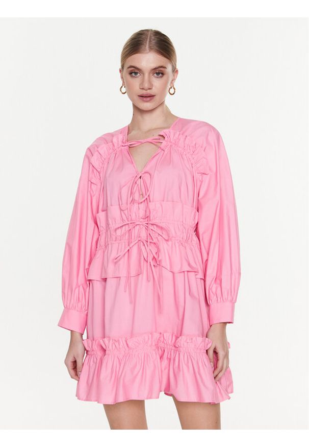 MSGM Sukienka codzienna 3441MDA03 237125 Różowy Regular Fit. Okazja: na co dzień. Kolor: różowy. Materiał: bawełna. Typ sukienki: proste. Styl: casual