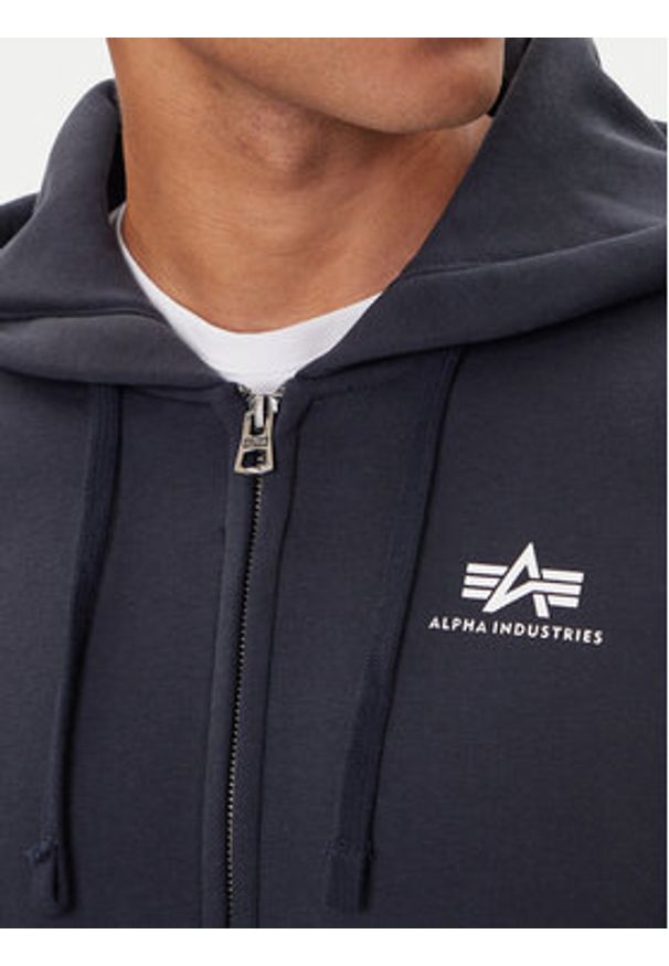 Alpha Industries Bluza Basic Zip 118342 Granatowy Regular Fit. Kolor: niebieski. Materiał: bawełna