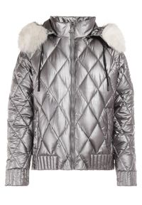 Born2be - Srebrna Kurtka Deinarpia. Kolor: srebrny. Długość rękawa: długi rękaw. Długość: długie. Styl: klasyczny #6