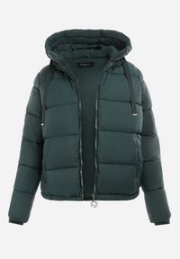 Renee - Ciemnozielona Kurtka Puffer Pikowana z Kapturem Mullen. Typ kołnierza: kaptur. Kolor: zielony. Materiał: jeans. Długość rękawa: długi rękaw. Długość: długie. Sezon: zima, jesień