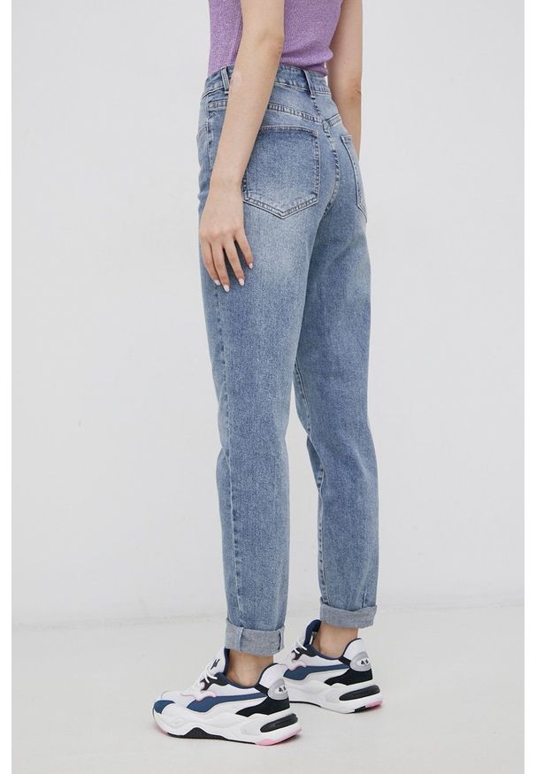 Vila Jeansy damskie high waist. Stan: podwyższony. Kolor: niebieski