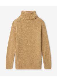 Kenzo - KENZO - Beżowy sweter z golfem. Typ kołnierza: golf. Kolor: beżowy. Materiał: wełna, prążkowany, kaszmir. Długość rękawa: długi rękaw. Długość: długie. Styl: klasyczny #1