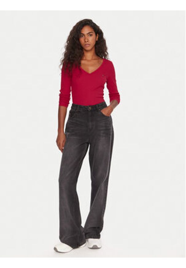 Tommy Jeans Bluzka Essential DW0DW17990 Różowy Slim Fit. Kolor: różowy. Materiał: bawełna