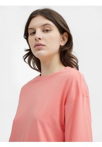 4f - T-shirt regular z dodatkiem bawełny organicznej damski. Kolor: różowy. Materiał: bawełna #2