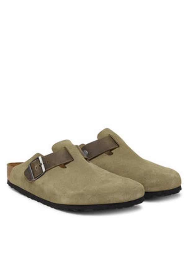 Birkenstock Klapki Boston 1031516 Khaki. Kolor: brązowy. Materiał: zamsz, skóra