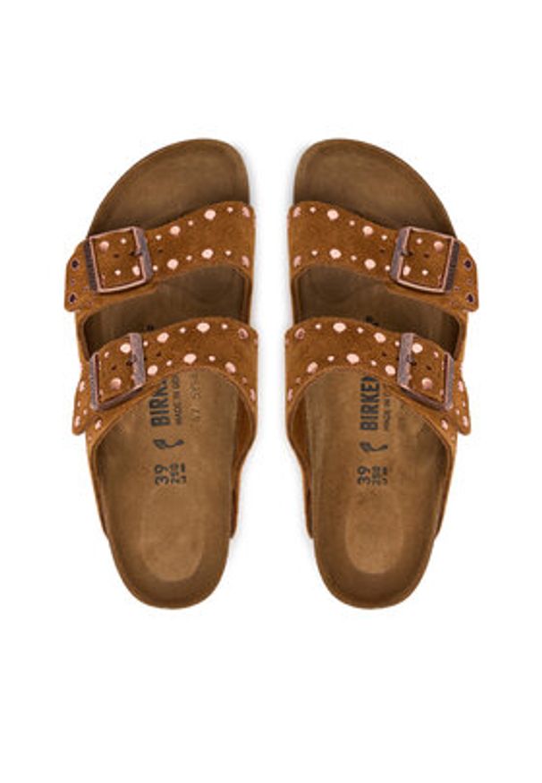 Birkenstock Klapki Arizona Rivet 1031731 Brązowy. Kolor: brązowy. Materiał: zamsz, skóra