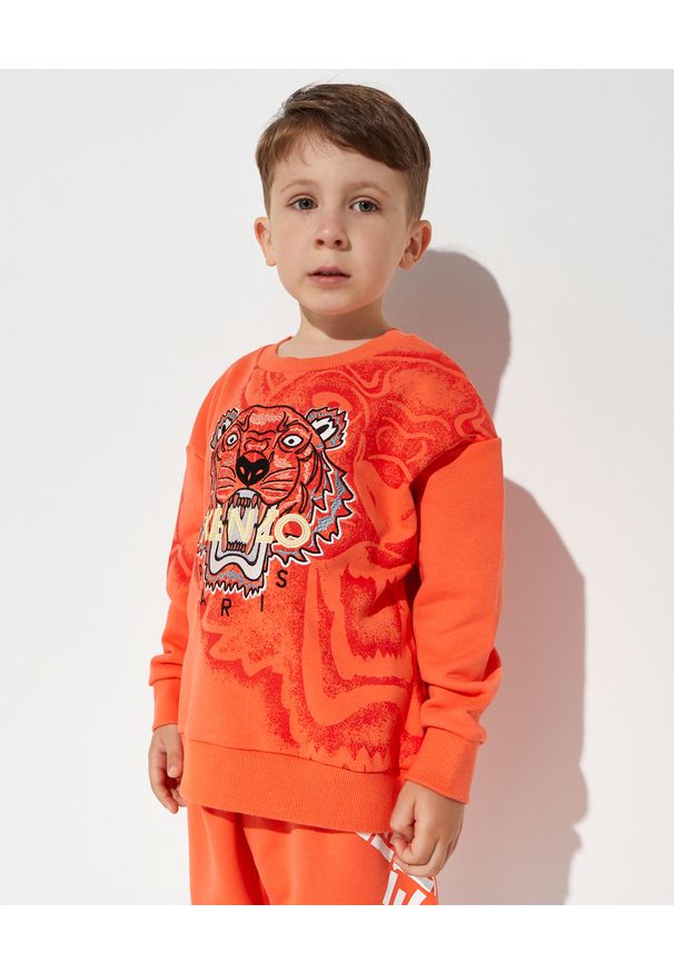 Kenzo kids - KENZO KIDS - Pomarańczowa bluza z haftowanym tygrysem 4-14 lat. Kolor: pomarańczowy. Materiał: materiał. Długość rękawa: długi rękaw. Długość: długie. Wzór: haft. Sezon: lato. Styl: klasyczny