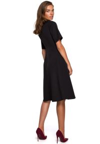 Stylove - Sukienka elegancka trapezowa z asymetrycznym dołem czarny wizytowa. Okazja: na komunię, na spotkanie biznesowe, do pracy. Kolor: czarny. Typ sukienki: asymetryczne, trapezowe. Styl: elegancki, wizytowy #2