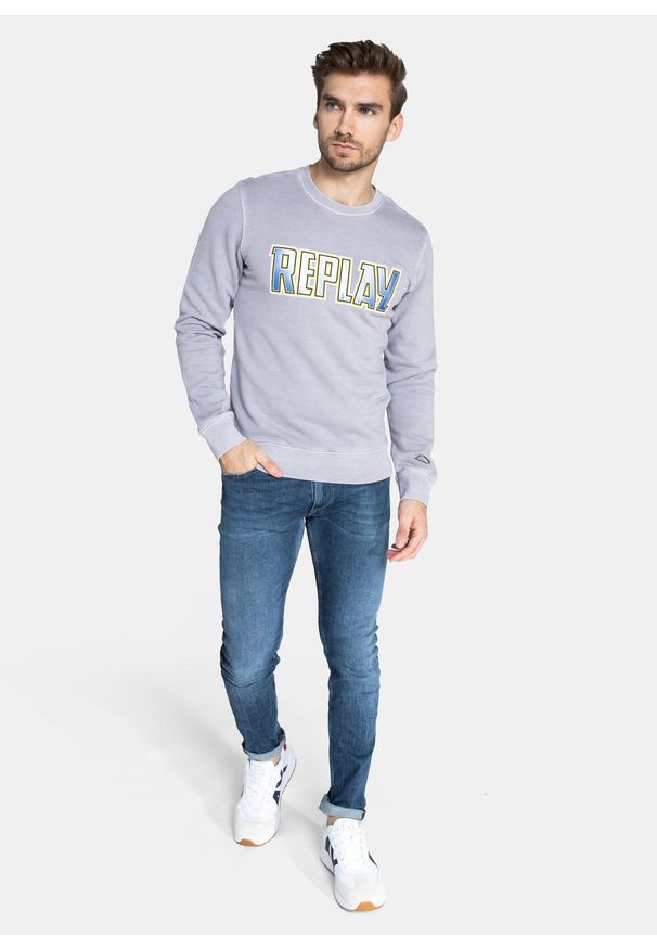 Bluza męska Replay (M3525.000.23190A.672). Okazja: na co dzień. Kolor: szary. Styl: casual