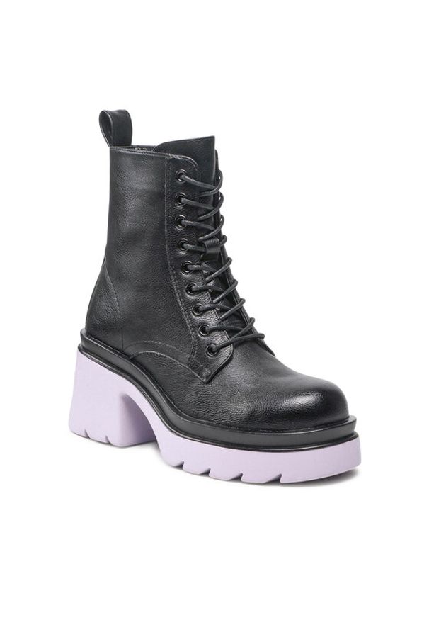 DeeZee Trzewiki H90112-1 Czarny. Kolor: czarny. Materiał: skóra