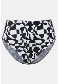 ULLA POPKEN - Damskie Figi od bikini wysoki stan nadruk graficzny. Stan: podwyższony. Kolekcja: plus size. Kolor: czarny. Materiał: elastan, poliamid, materiał. Wzór: nadruk