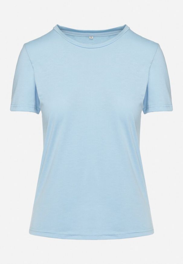 Born2be - Niebieski T-shirt z Krótkim Rękawem Elldora. Okazja: na co dzień. Kolor: niebieski. Materiał: jeans, bawełna. Długość rękawa: krótki rękaw. Długość: krótkie. Styl: casual