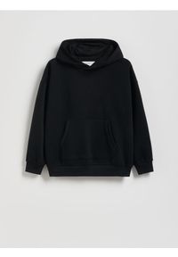 Reserved - Bluza oversize z kapturem - czarny. Typ kołnierza: kaptur. Kolor: czarny. Materiał: bawełna, dzianina