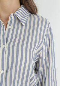 Born2be - Niebieska Koszulowa Sukienka z Bawełny w Paski Ditya. Kolor: niebieski. Materiał: bawełna. Wzór: paski. Typ sukienki: koszulowe #3