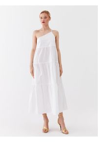 Patrizia Pepe Sukienka codzienna 2A2526/A9B9-W103 Biały Regular Fit. Okazja: na co dzień. Kolor: biały. Materiał: bawełna. Typ sukienki: proste. Styl: casual
