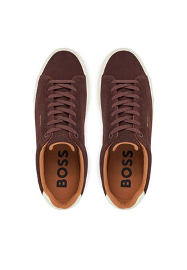 BOSS Sneakersy Aiden 50536521 Bordowy. Kolor: czerwony. Materiał: skóra, zamsz