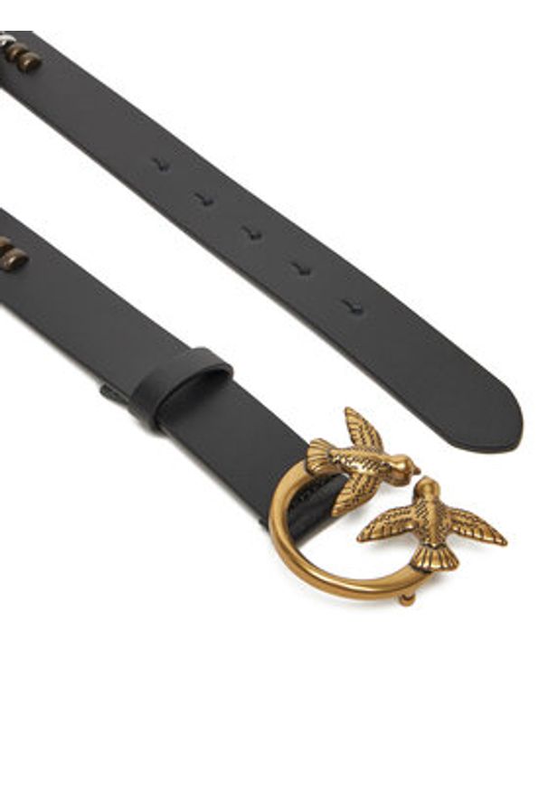 Pinko - PINKO Pasek Damski Love Berry H3 Belt 20251 PLT01 100125 A2CB Czarny. Kolor: czarny. Materiał: skóra