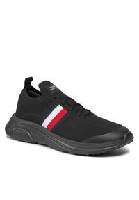 TOMMY HILFIGER - Tommy Hilfiger Sneakersy Modern Runner Knit Stripes Ess FM0FM04798 Czarny. Kolor: czarny. Materiał: materiał #6