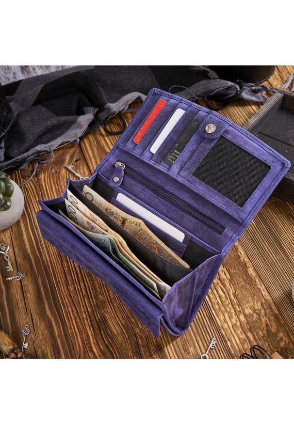 Zestaw prezentowy PAOLO PERUZZI ZUP-104-DB granatowy. Kolor: niebieski. Materiał: skóra