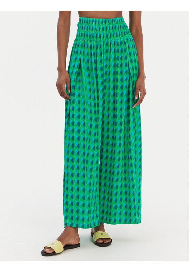 Seafolly Spodnie materiałowe Sorrento 55573-PA Zielony Wide Leg. Kolor: zielony. Materiał: wiskoza