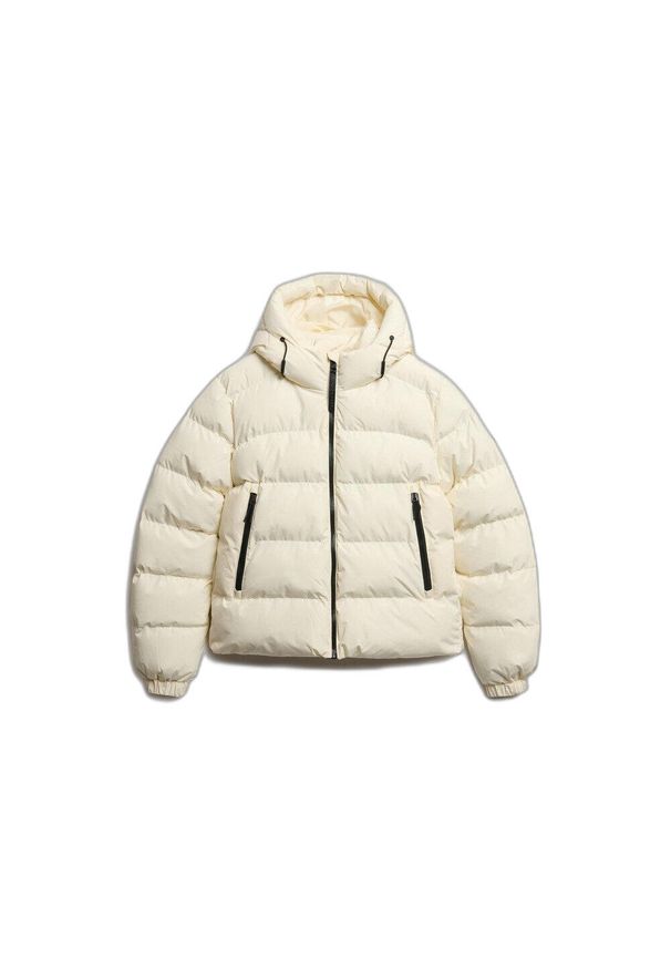 Damska kurtka z kapturem Superdry. Typ kołnierza: kaptur. Kolor: biały. Materiał: puch