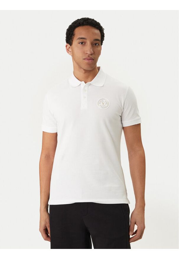 Versace Jeans Couture Polo 80GAGT19 CJ01T Biały Regular Fit. Typ kołnierza: polo. Kolor: biały. Materiał: bawełna