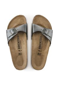 Birkenstock - Klapki damskie BIRKENSTOCK MADRID BF. Okazja: na co dzień, do domu. Kolor: szary. Materiał: materiał, skóra. Sezon: lato. Styl: elegancki, casual