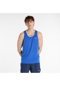 Koszulka męska New Balance MT41250BEA – niebieska. Kolor: niebieski. Materiał: poliester. Sezon: lato. Sport: fitness