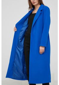 Answear Lab Płaszcz z wełną przejściowy. Okazja: na co dzień. Kolor: niebieski. Materiał: wełna. Wzór: gładki. Styl: wakacyjny #2