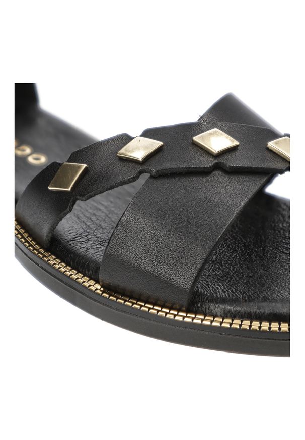 Czarne Sandały Armodo Stylowe Obuwie Damskie. Zapięcie: pasek. Kolor: czarny. Materiał: skóra, jeans. Wzór: paski. Obcas: na obcasie. Styl: elegancki. Wysokość obcasa: niski