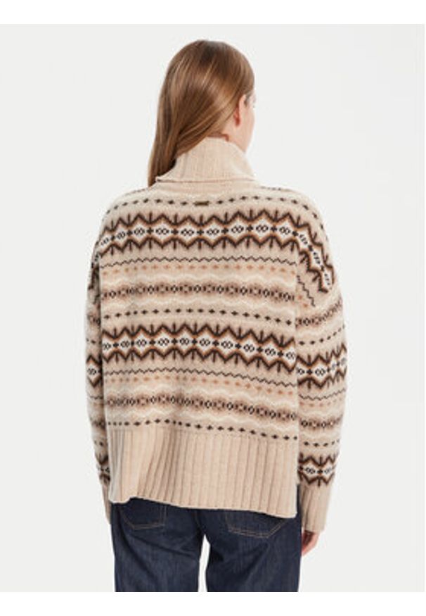 Barbour Golf Helen LKN1560GY15 Beżowy Regular Fit. Typ kołnierza: golf. Kolor: beżowy. Materiał: wełna