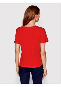 Tommy Jeans T-Shirt DW0DW14617 Czerwony Slim Fit. Kolor: czerwony. Materiał: bawełna #4