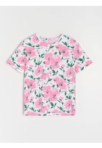 Sinsay - Bawełniana koszulka ze wzorem w kwiaty - Inny. Materiał: bawełna. Wzór: kwiaty