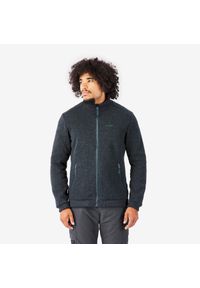 quechua - Polar turystyczny męski Quechua SH100 Warm. Kolor: czarny, brązowy, wielokolorowy. Materiał: materiał, prążkowany, poliester, tkanina, elastan. Sport: turystyka piesza
