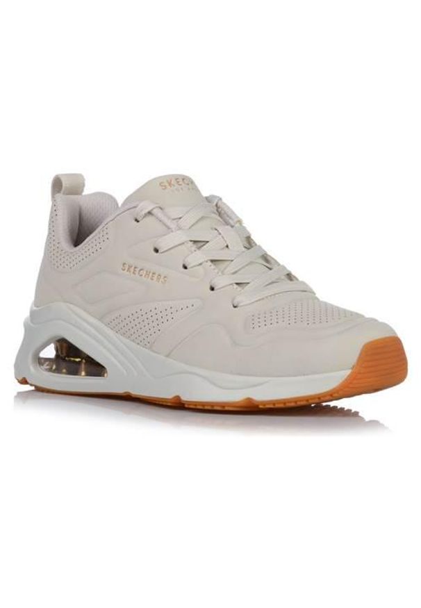 skechers - Buty do chodzenia damskie Skechers Tres-air Uno. Kolor: beżowy. Materiał: materiał, syntetyk. Sport: turystyka piesza