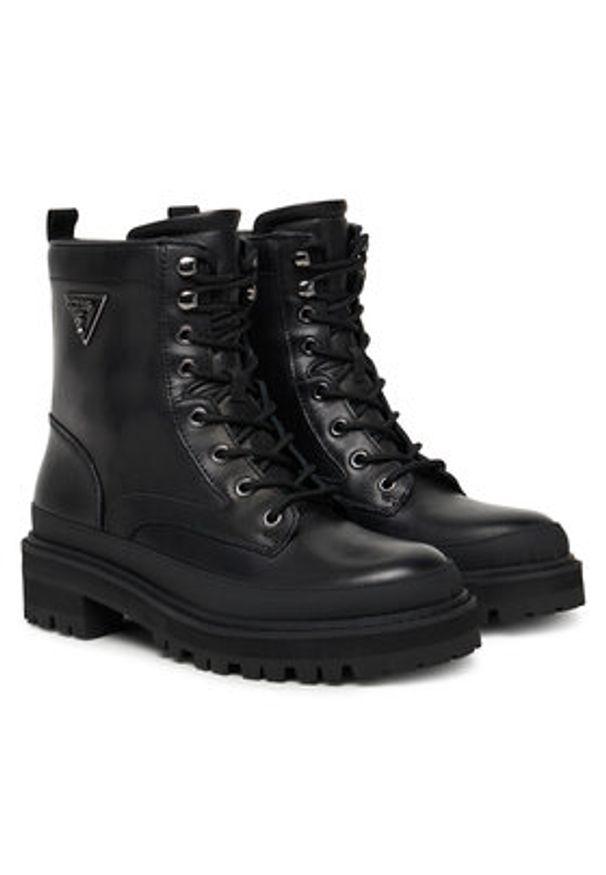 Guess Trzewiki FLFB2D LEA10 Czarny. Kolor: czarny. Materiał: skóra